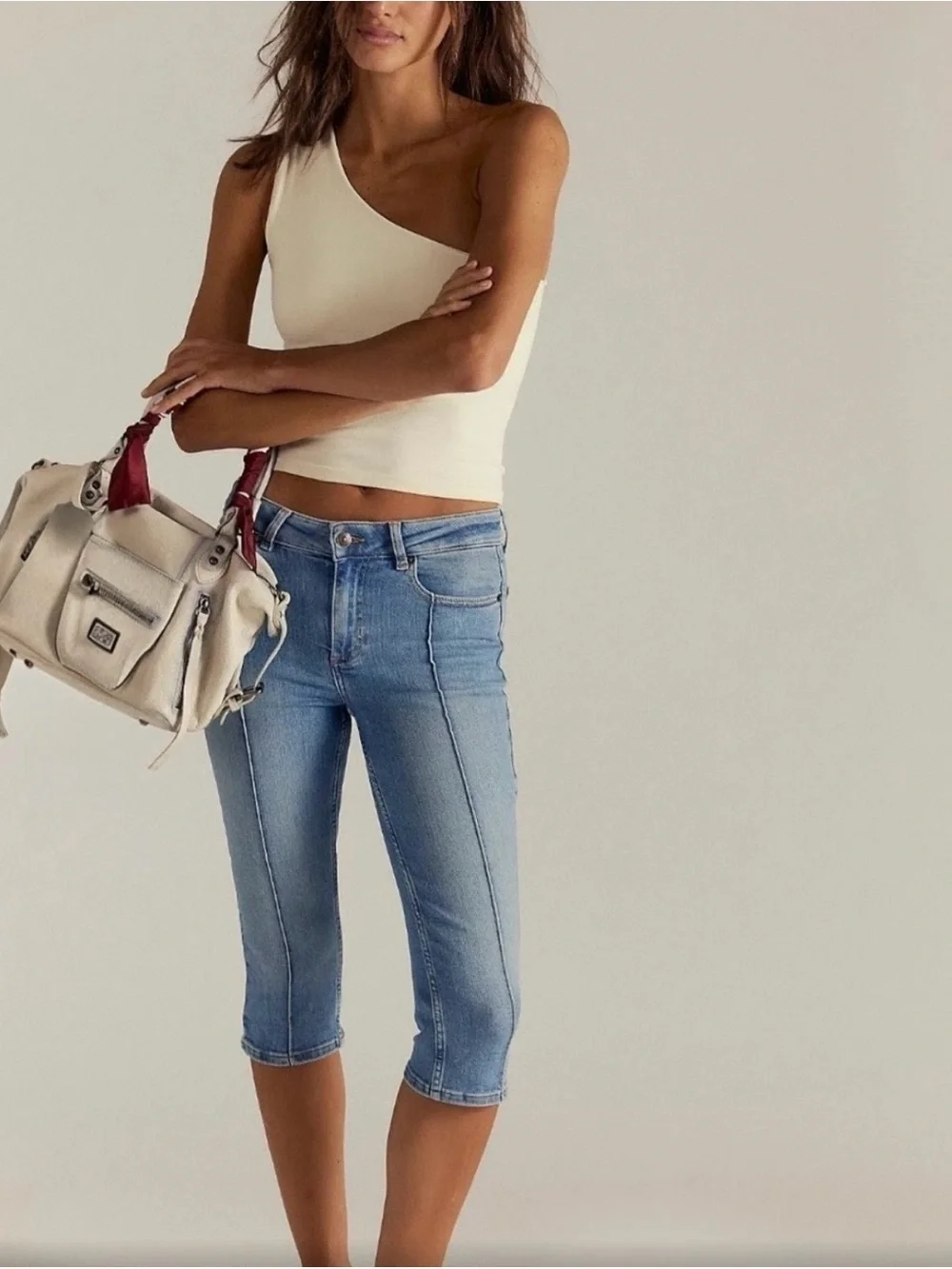 Free People Light Wash Crop Jeans